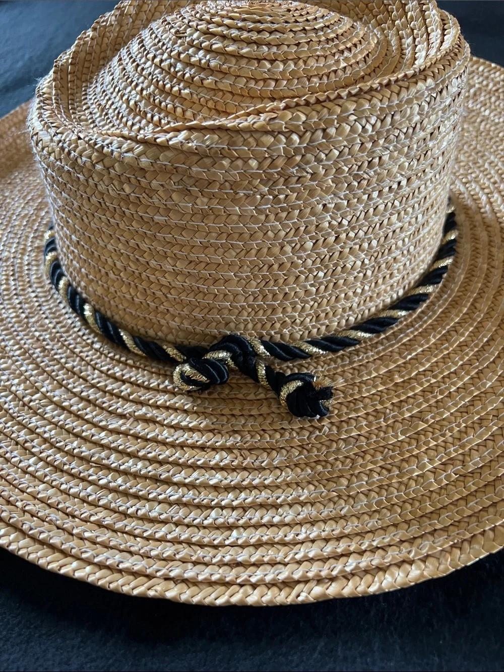 Classic Straw Sun Hat with Black Trim